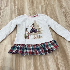 No tags girls size 6/7 Christmas shirt with plaid ruffle